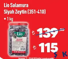 LİO SALAMURA SİYAH ZEYTİN 1 KG